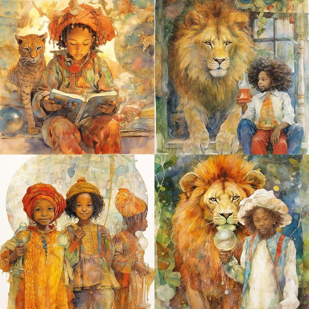 Jerry Pinkney style, Midjourney V5.1, render 1 of 4