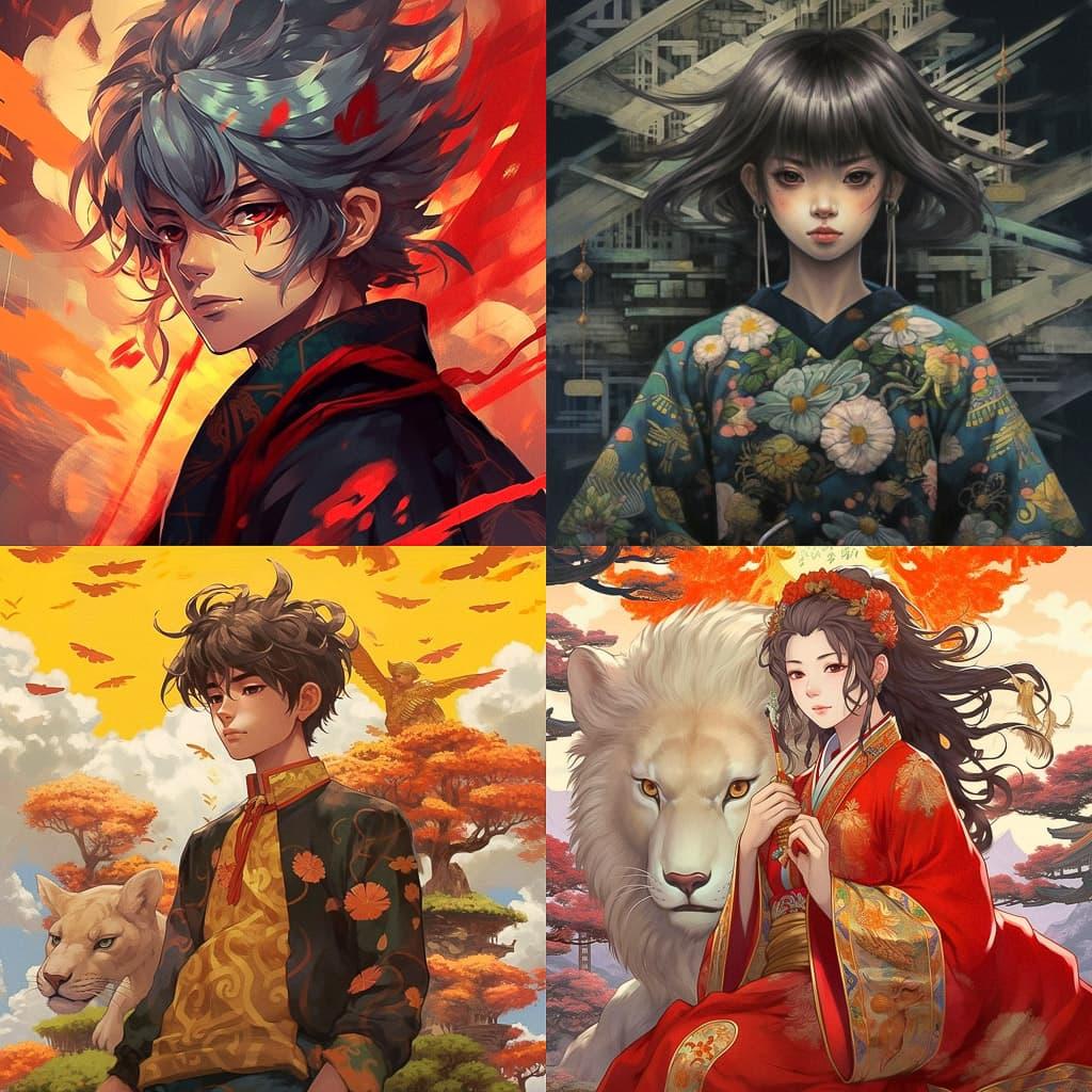 Jidaimono anime style style, Midjourney V5.1, render 1 of 4
