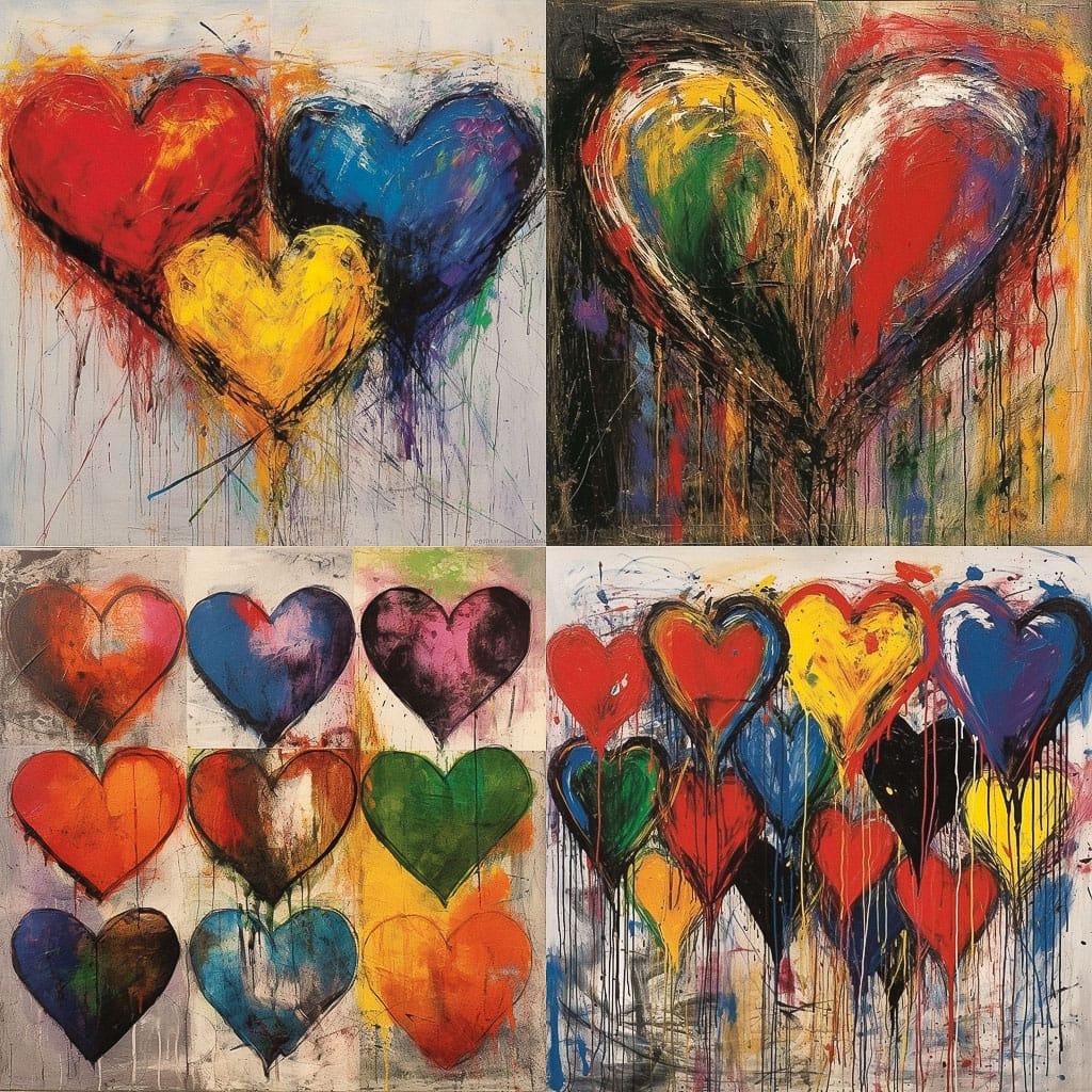 Jim Dine style, Midjourney V5.1, render 1 of 4