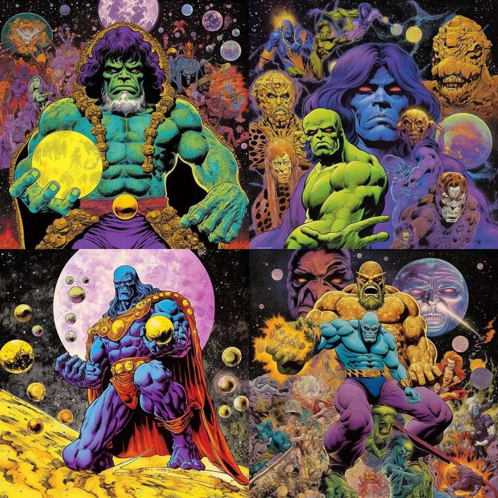 Jim Starlin style, Midjourney V5.1, render 1 of 4