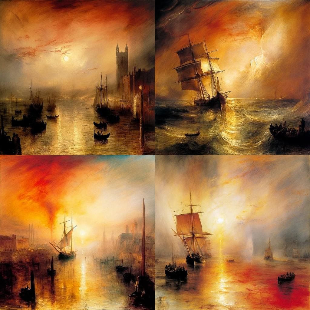 J.M.W. Turner style, Midjourney V5.1, render 1 of 4