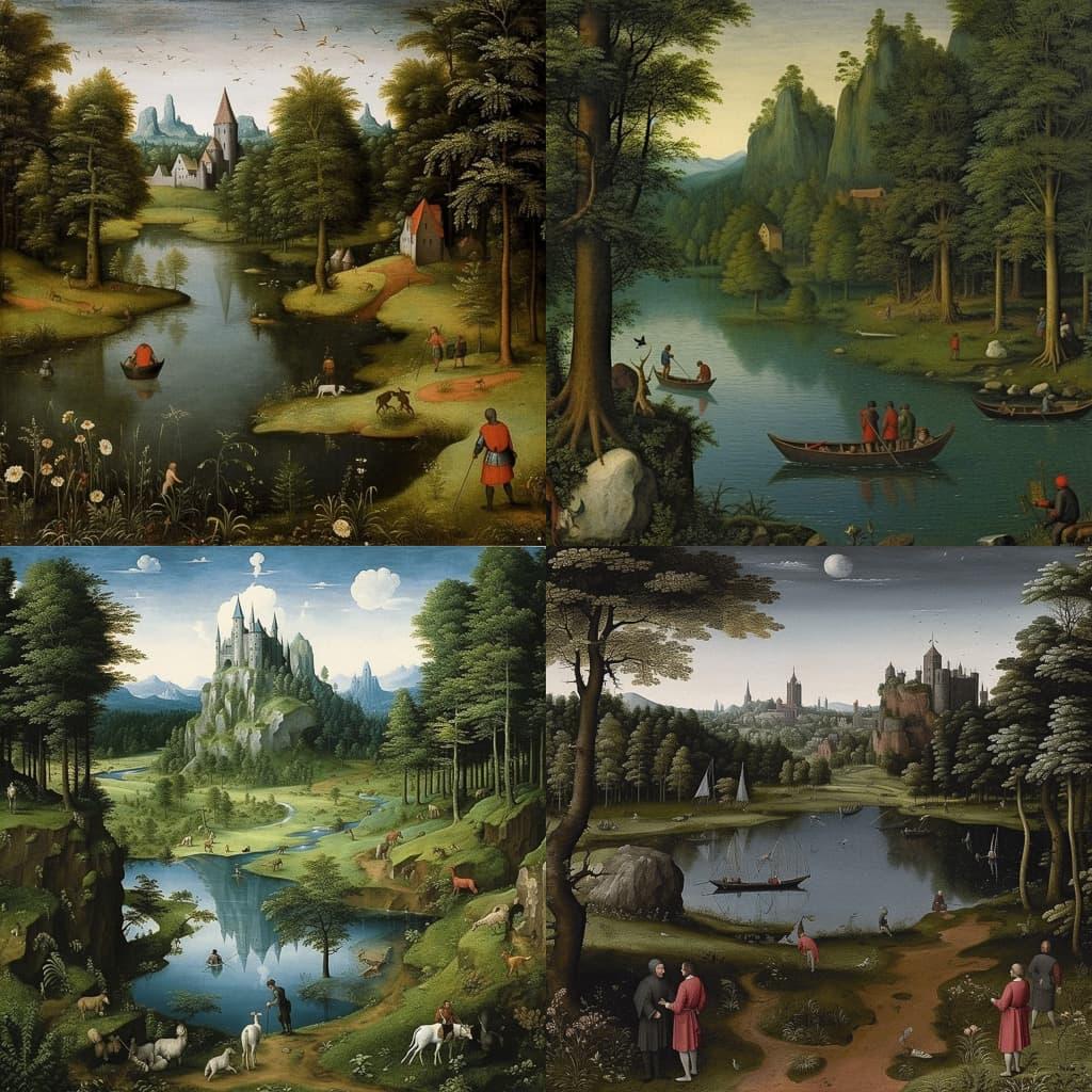 Joachim Patinir style, Midjourney V5.1, render 1 of 4