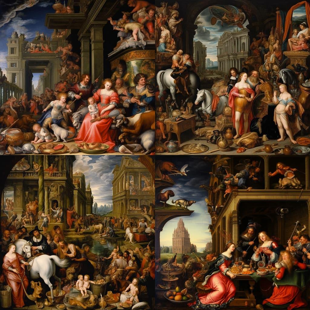 Joachim Wtewael style, Midjourney V5.1, render 1 of 4