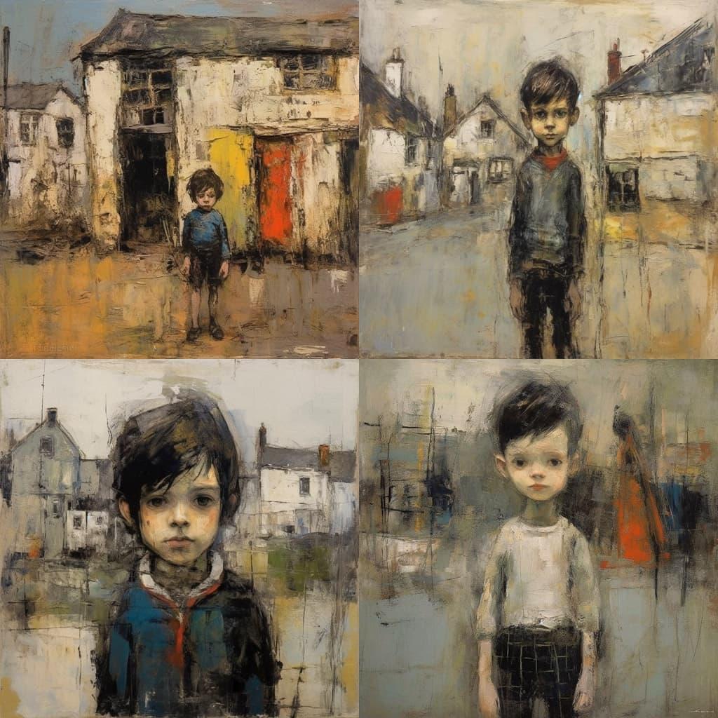 Joan Eardley style, Midjourney V5.1, render 1 of 4