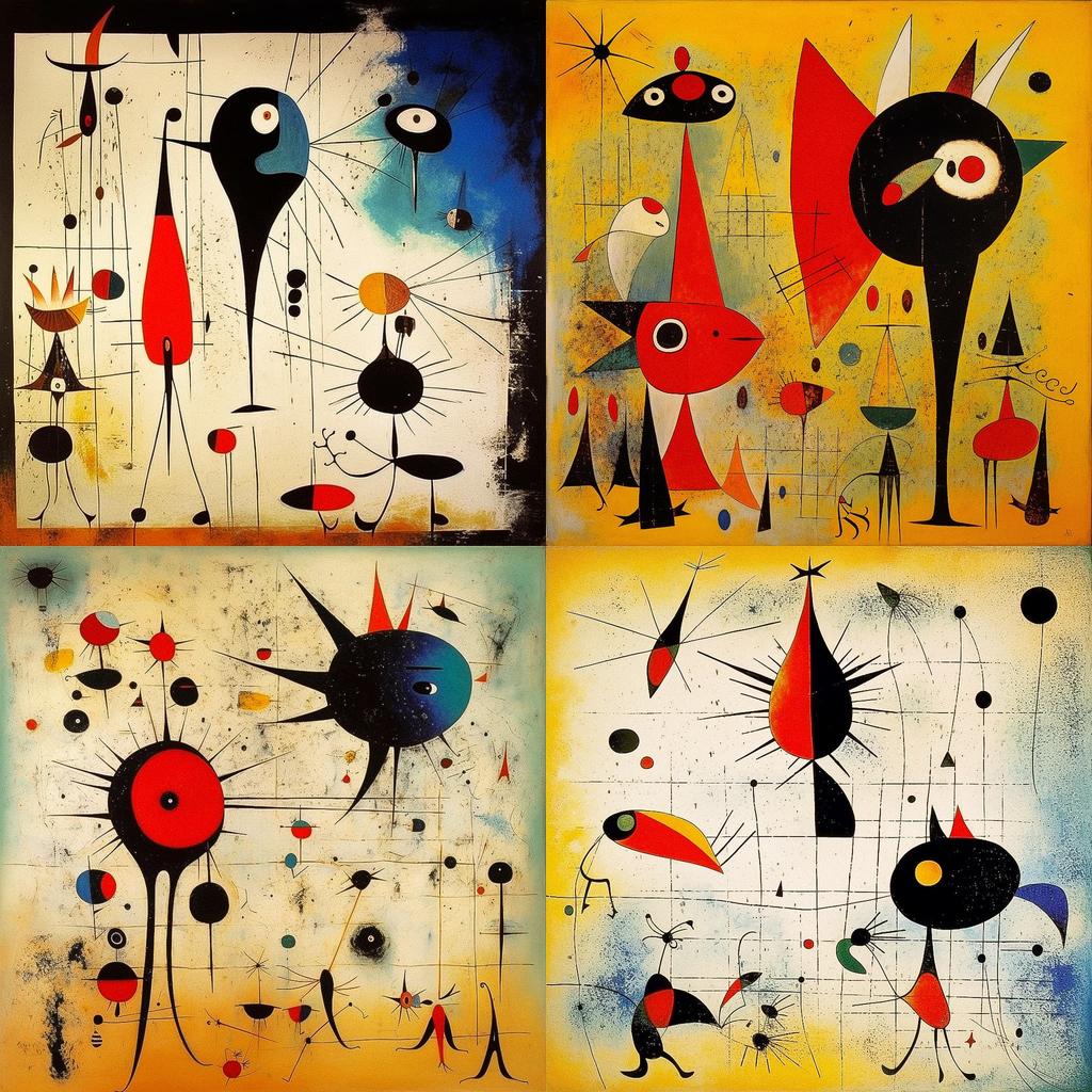 Joan Miro style, Midjourney V5.1, render 1 of 4