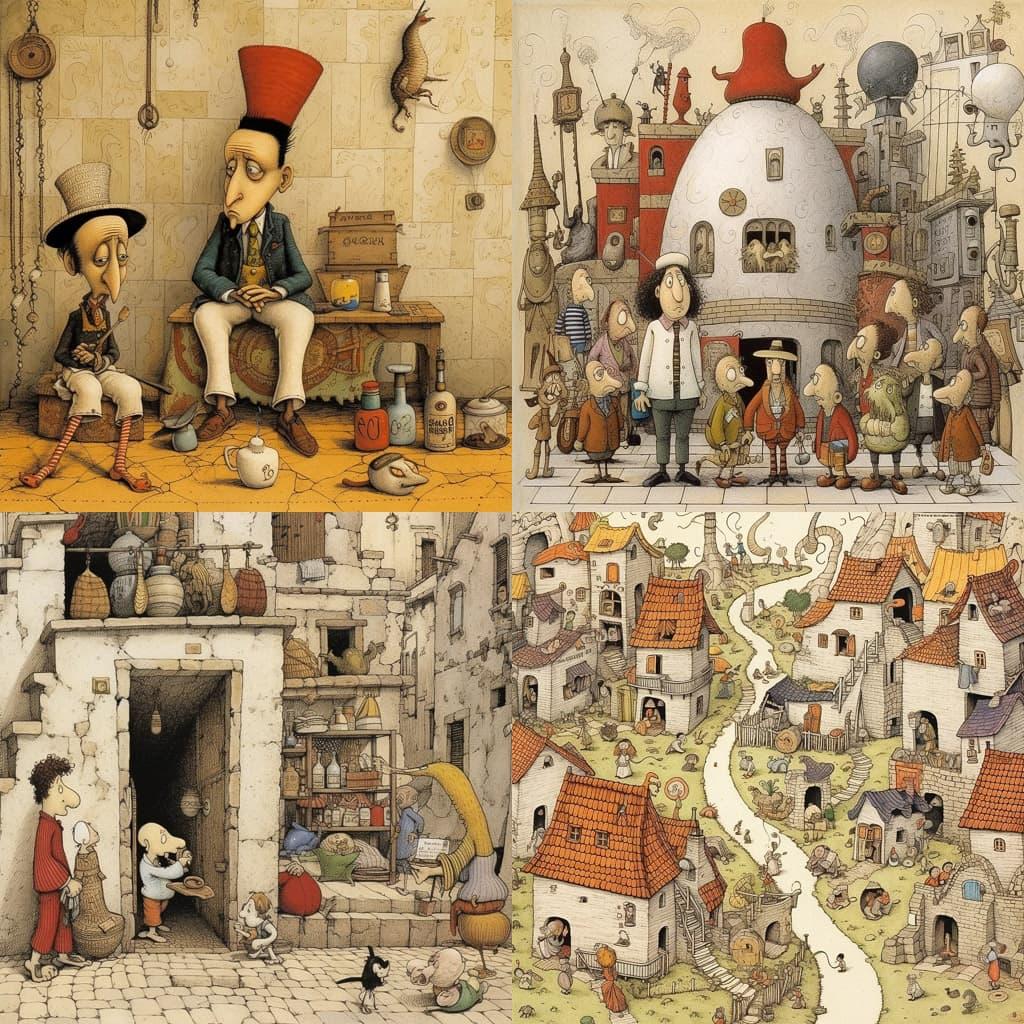Quino style, Midjourney V5.1, render 1 of 4