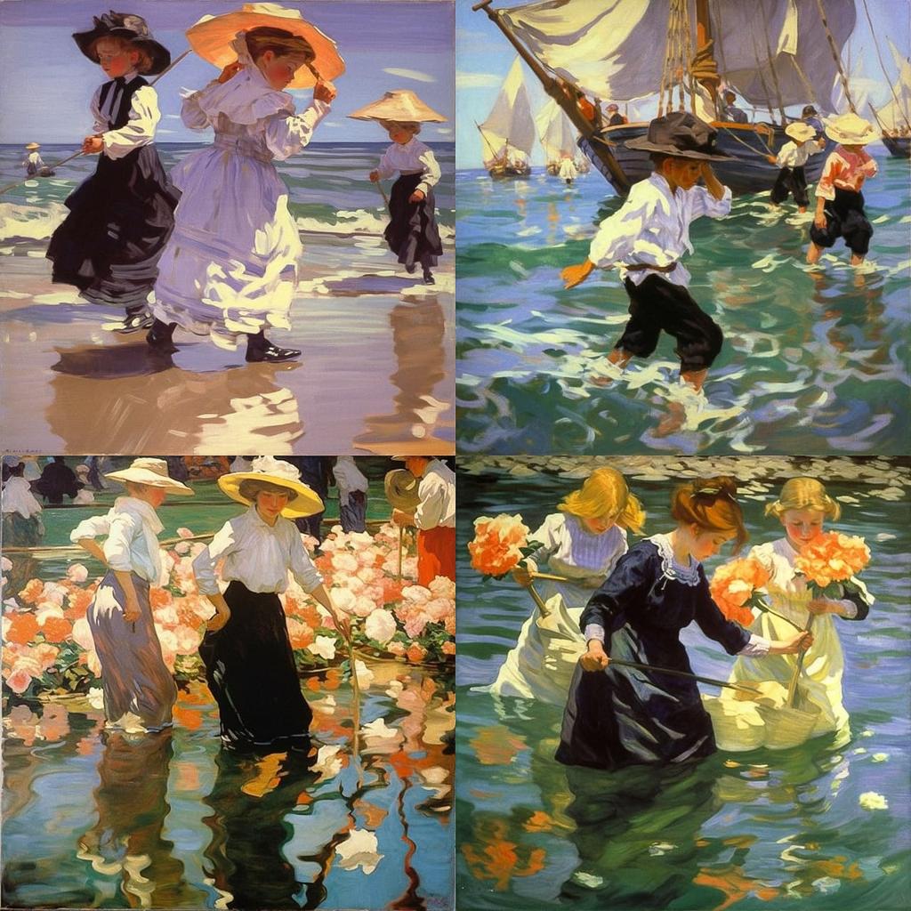 Joaquin Sorolla style, Midjourney V5.1, render 1 of 4