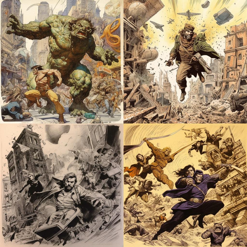 Joe Kubert style, Midjourney V5.1, render 1 of 4