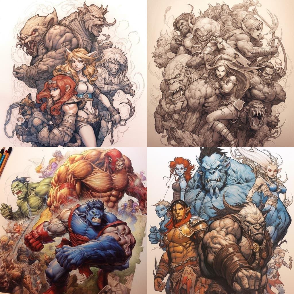 Joe Madureira style, Midjourney V5.1, render 1 of 4