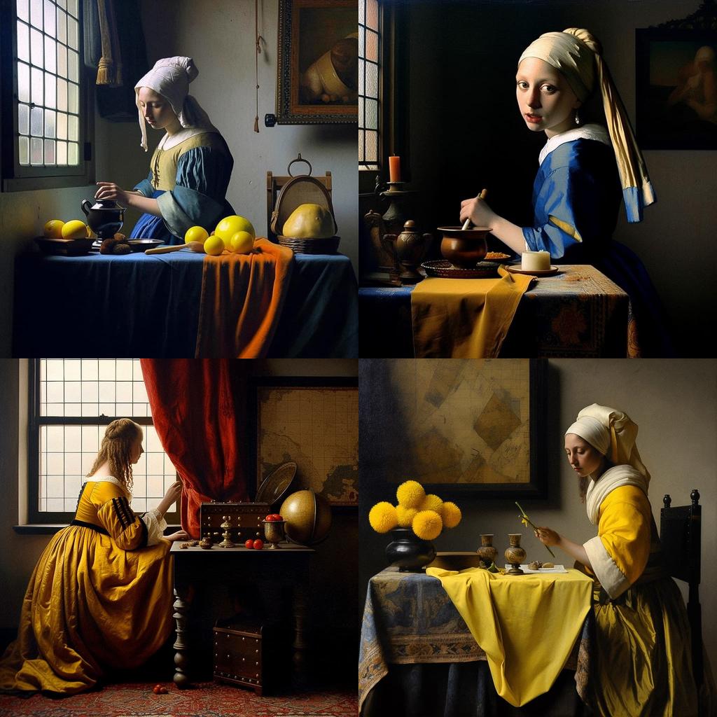 Johannes Vermeer style, Midjourney V5.1, render 1 of 4
