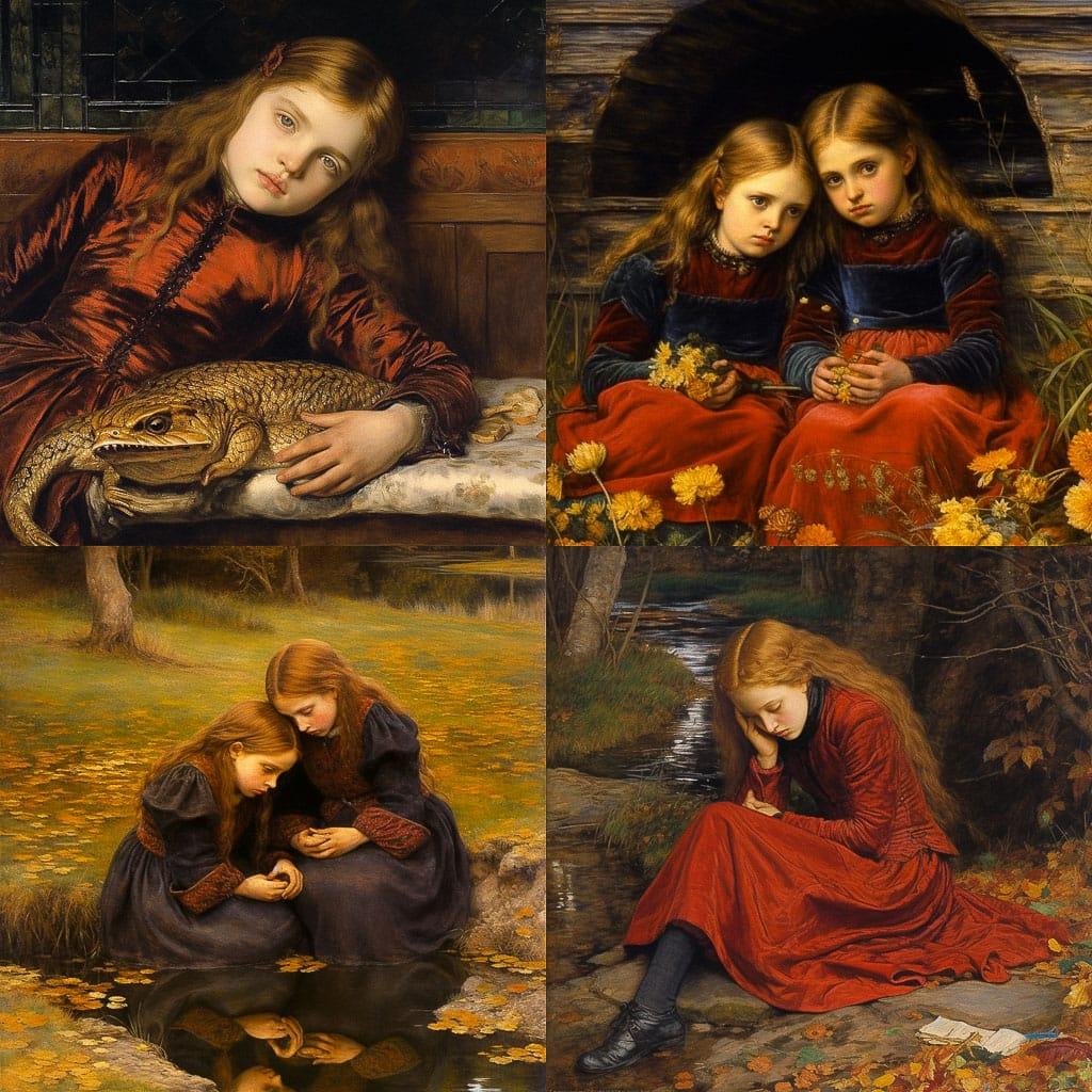 John Everett Millais style, Midjourney V5.1, render 1 of 4