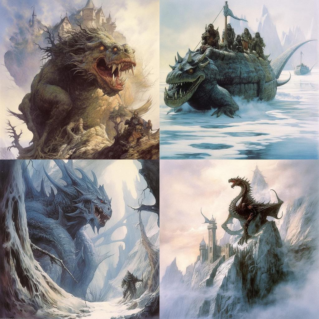 John Howe style, Midjourney V5.1, render 1 of 4