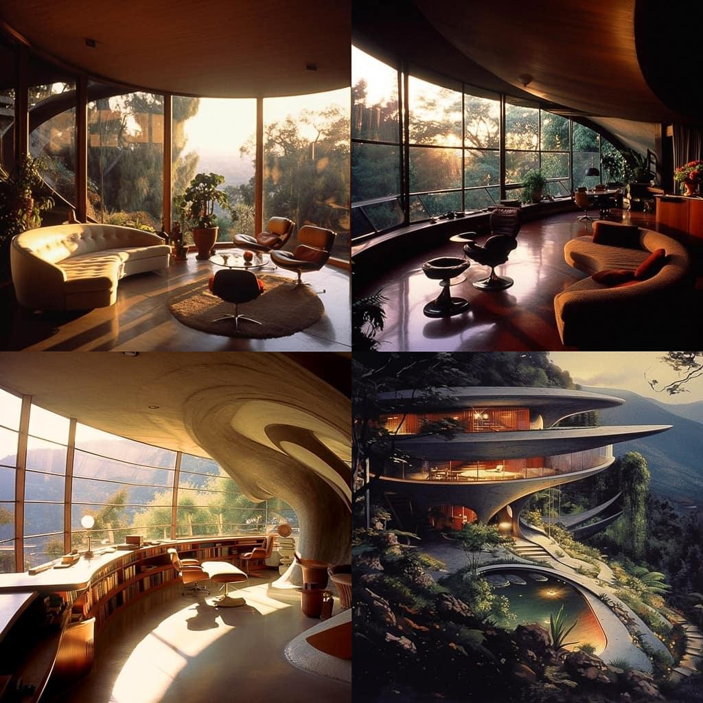 John Lautner style, Midjourney V5.1, render 1 of 4