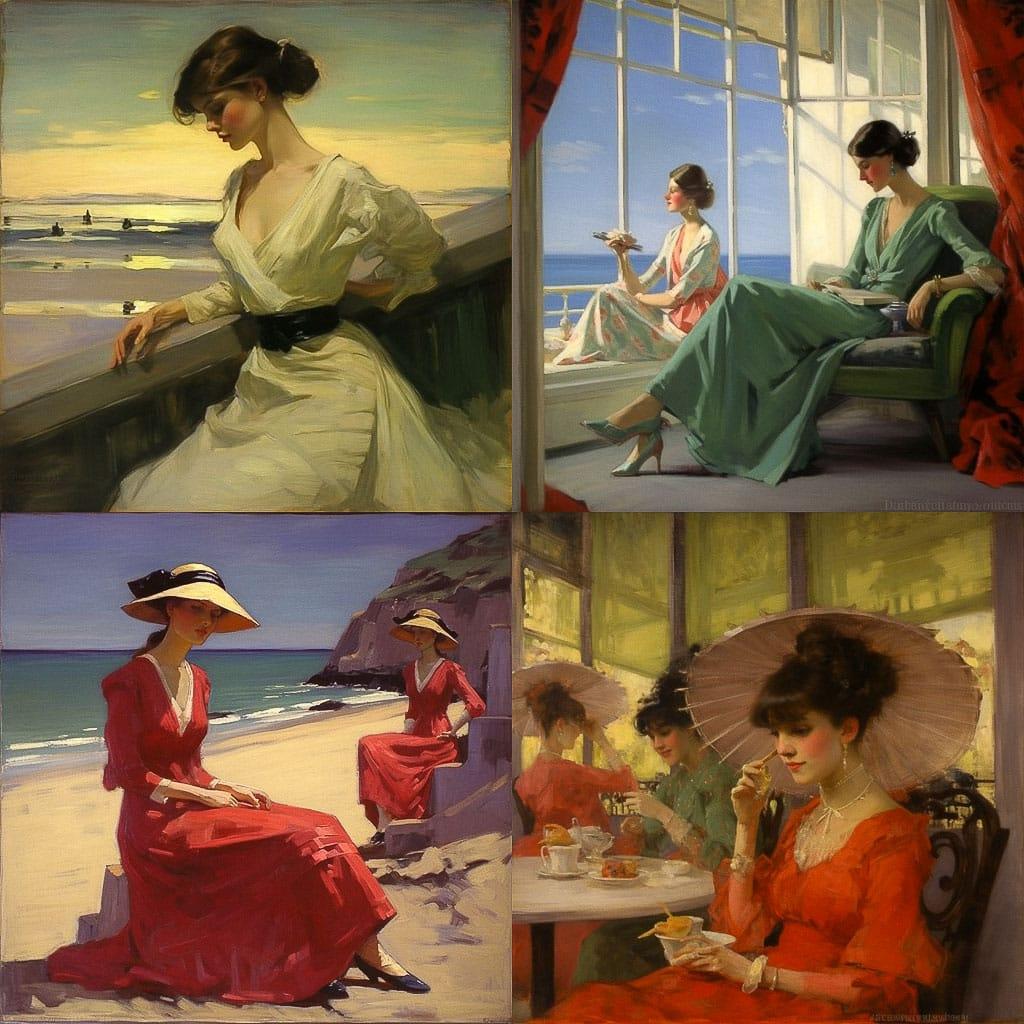 John Lavery style, Midjourney V5.1, render 1 of 4