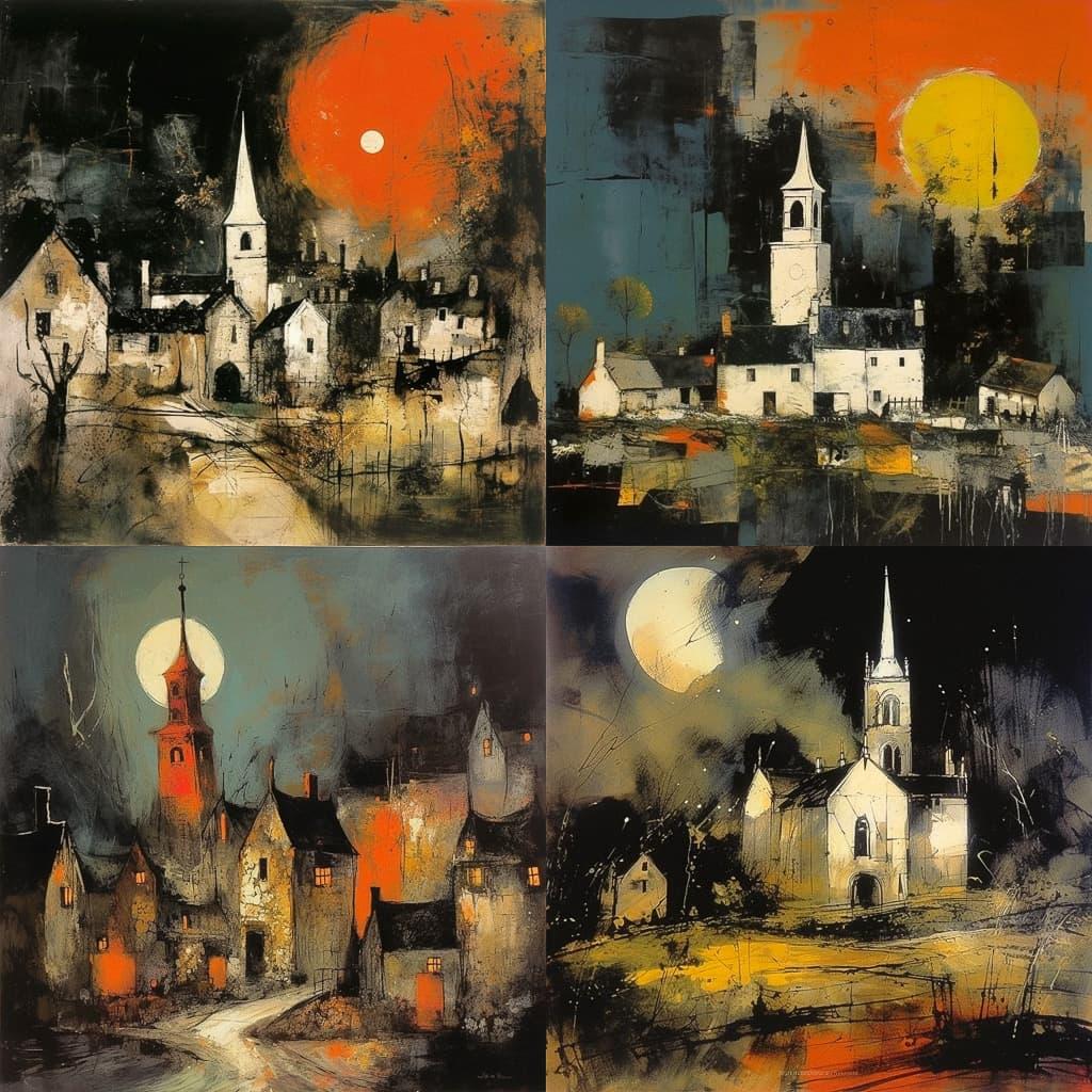 John Piper style, Midjourney V5.1, render 1 of 4