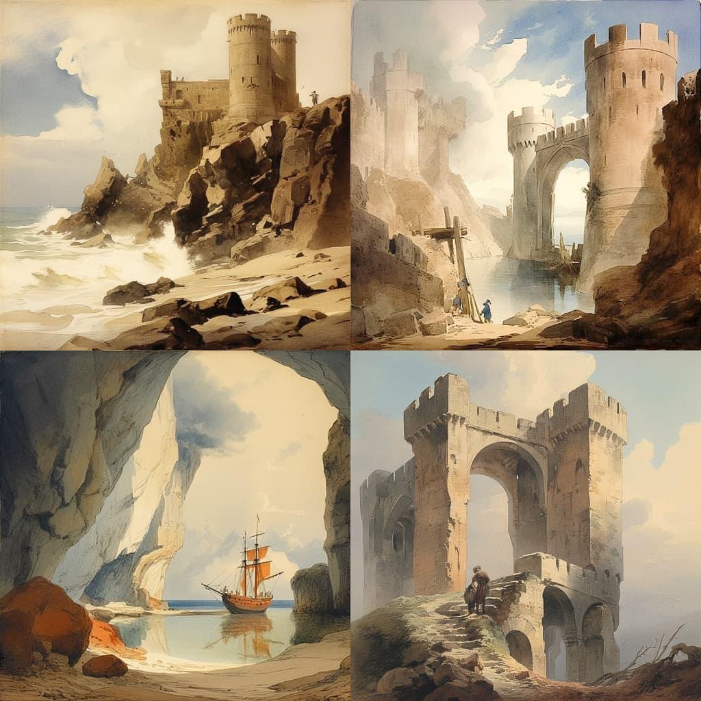 John Sell Cotman style, Midjourney V5.1, render 1 of 4
