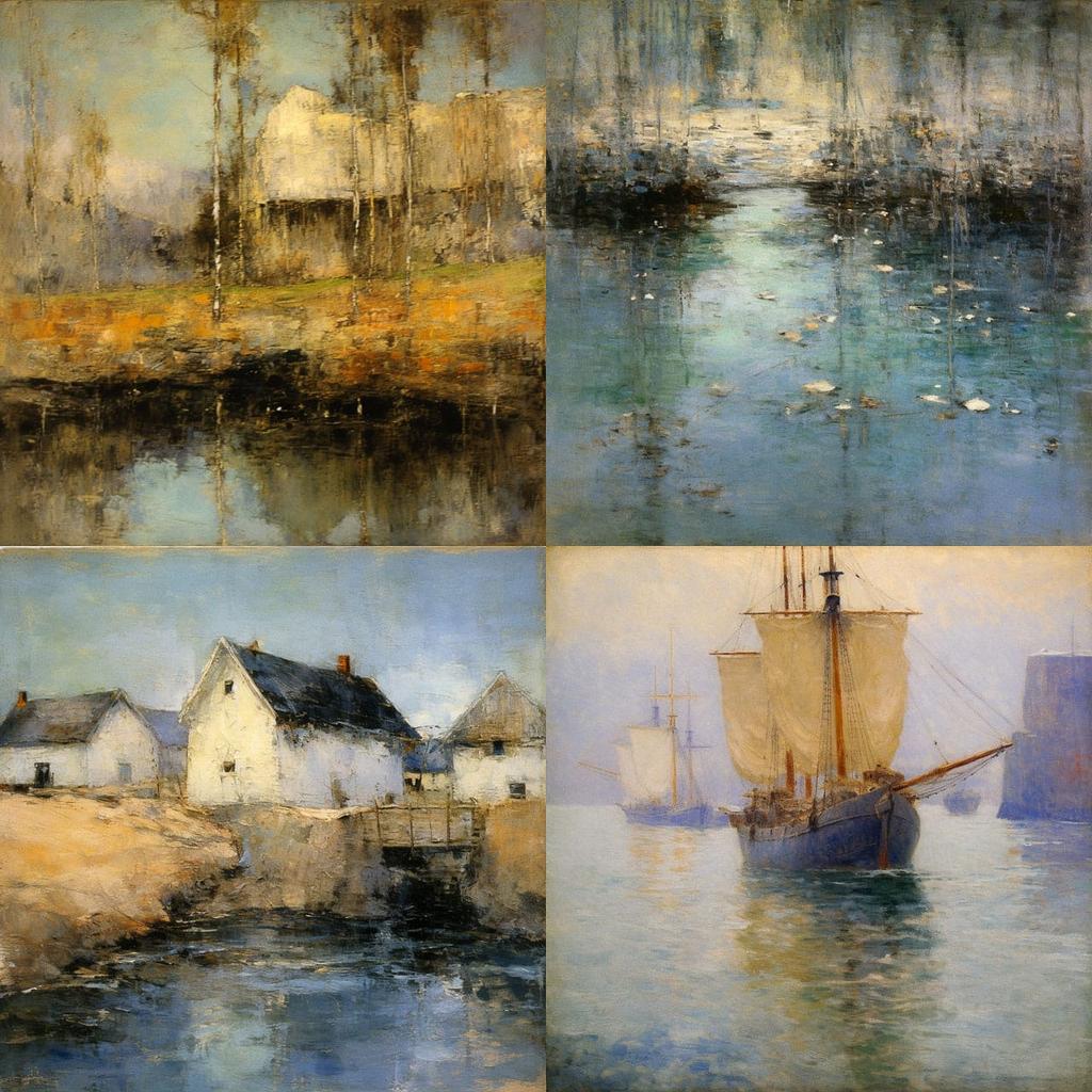 John Twachtman style, Midjourney V5.1, render 1 of 4