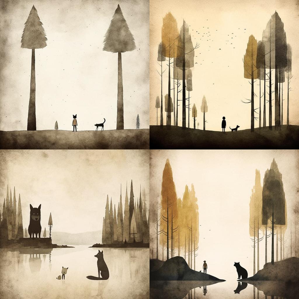Jon Klassen style, Midjourney V5.1, render 1 of 4