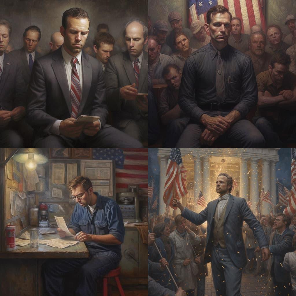 Jon McNaughton style, Midjourney V5.1, render 1 of 4