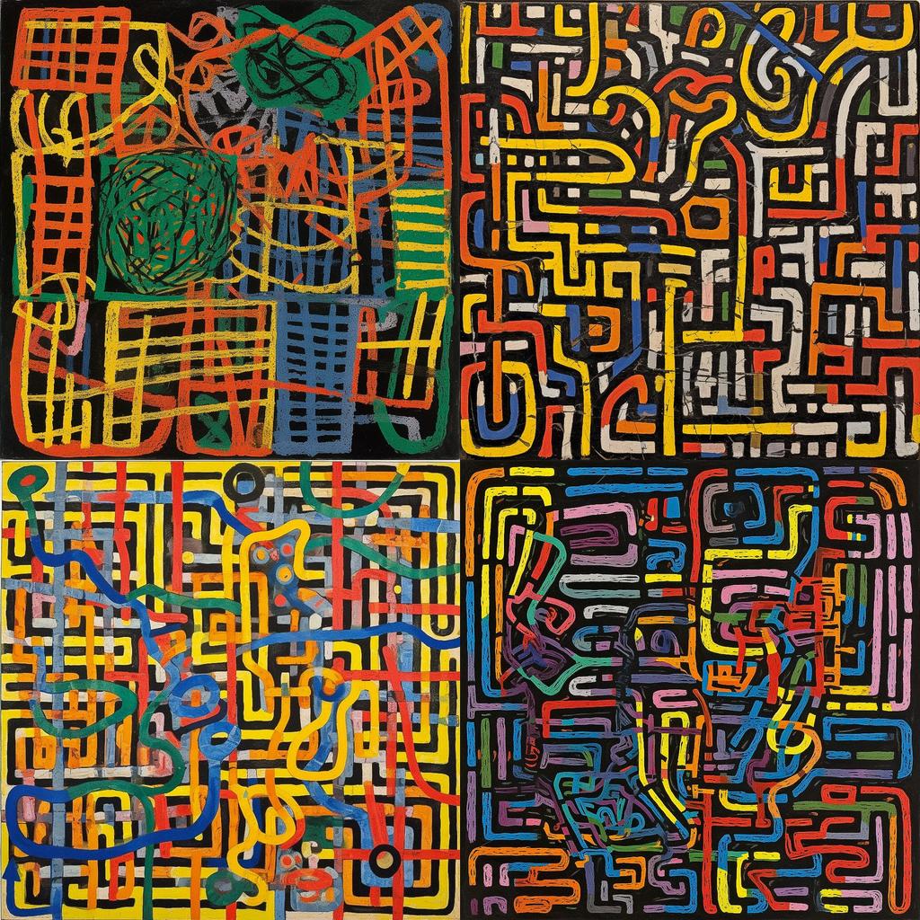 Jonathan Lasker style, Midjourney V5.1, render 1 of 4
