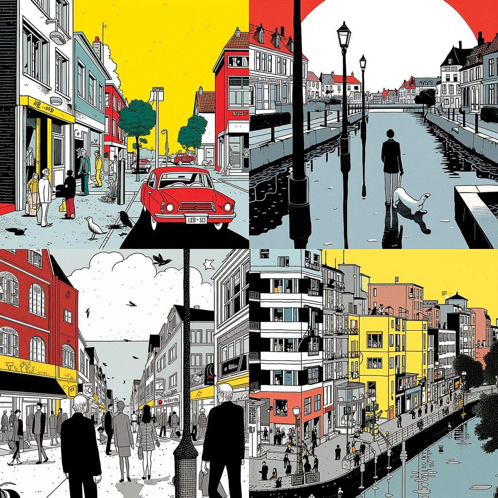 Joost Swarte style, Midjourney V5.1, render 1 of 4