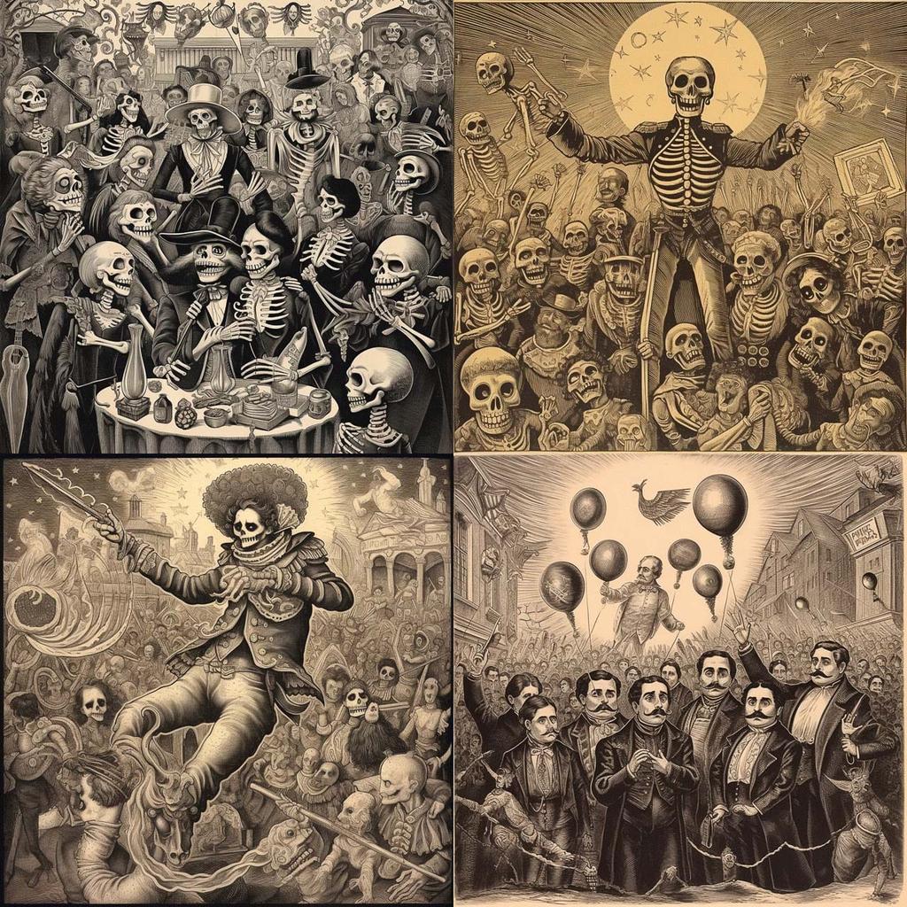 Jose Guadalupe Posada style, Midjourney V5.1, render 1 of 4