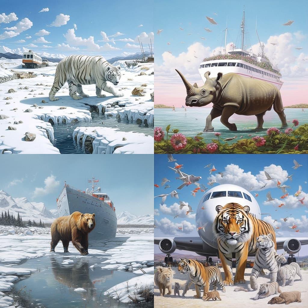 Josh Keyes style, Midjourney V5.1, render 1 of 4