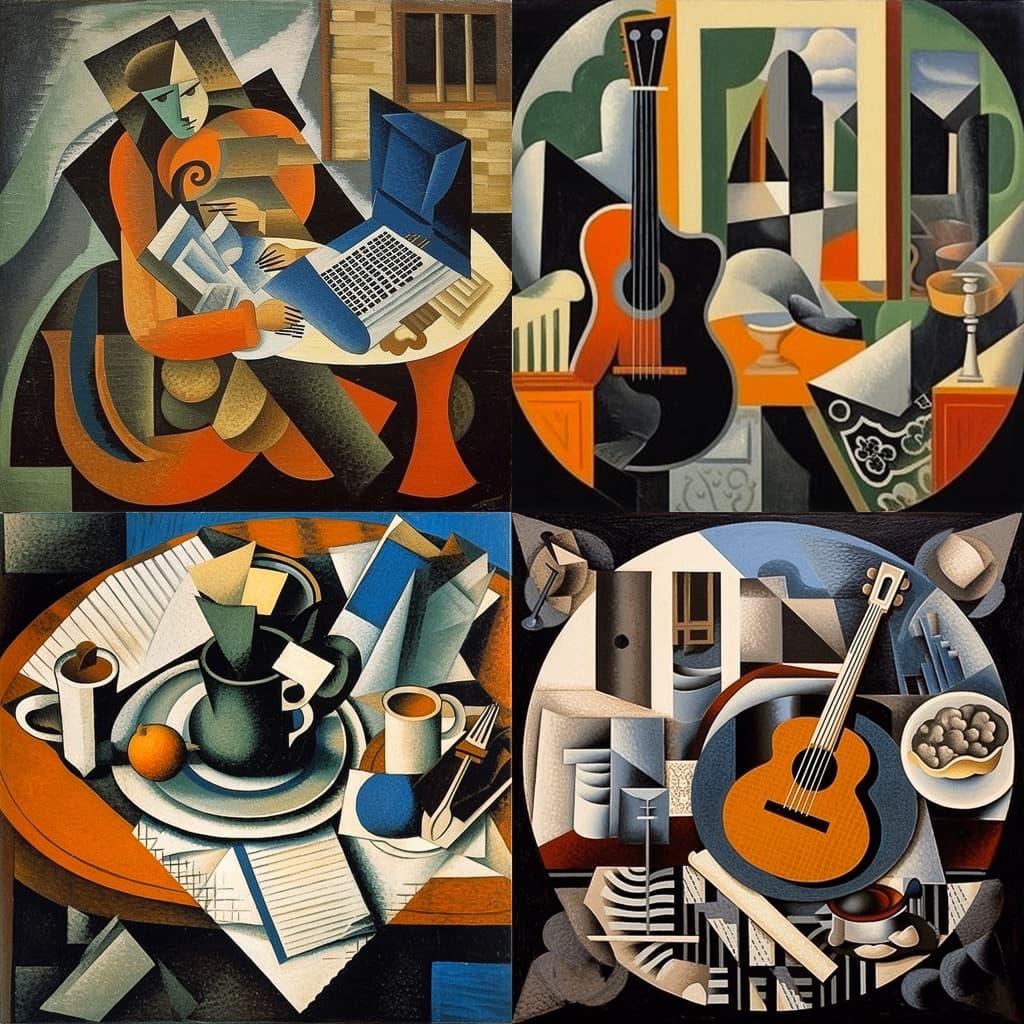 Juan Gris style, Midjourney V5.1, render 1 of 4