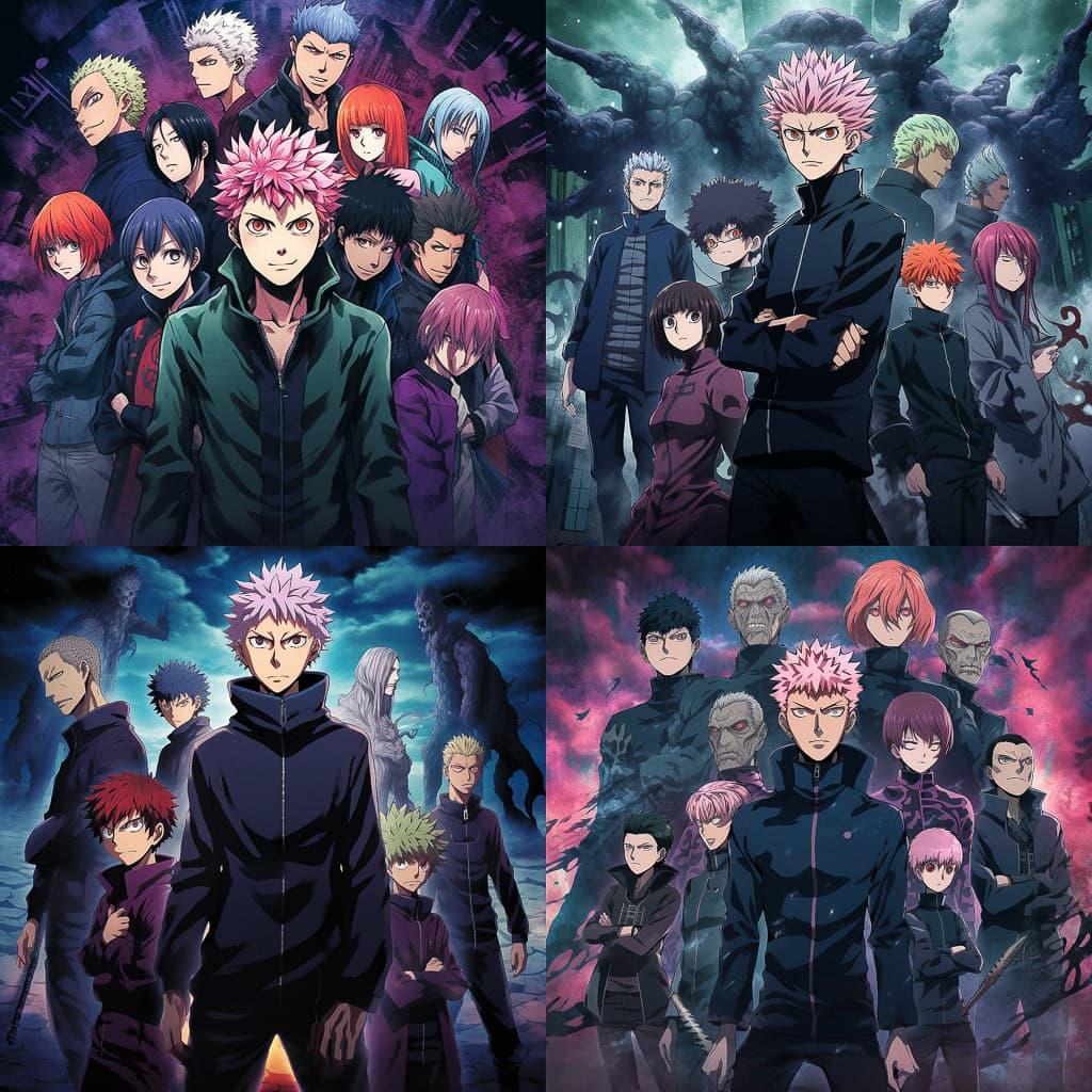 Jujutsu Kaisen style, Midjourney V5.1, render 1 of 4