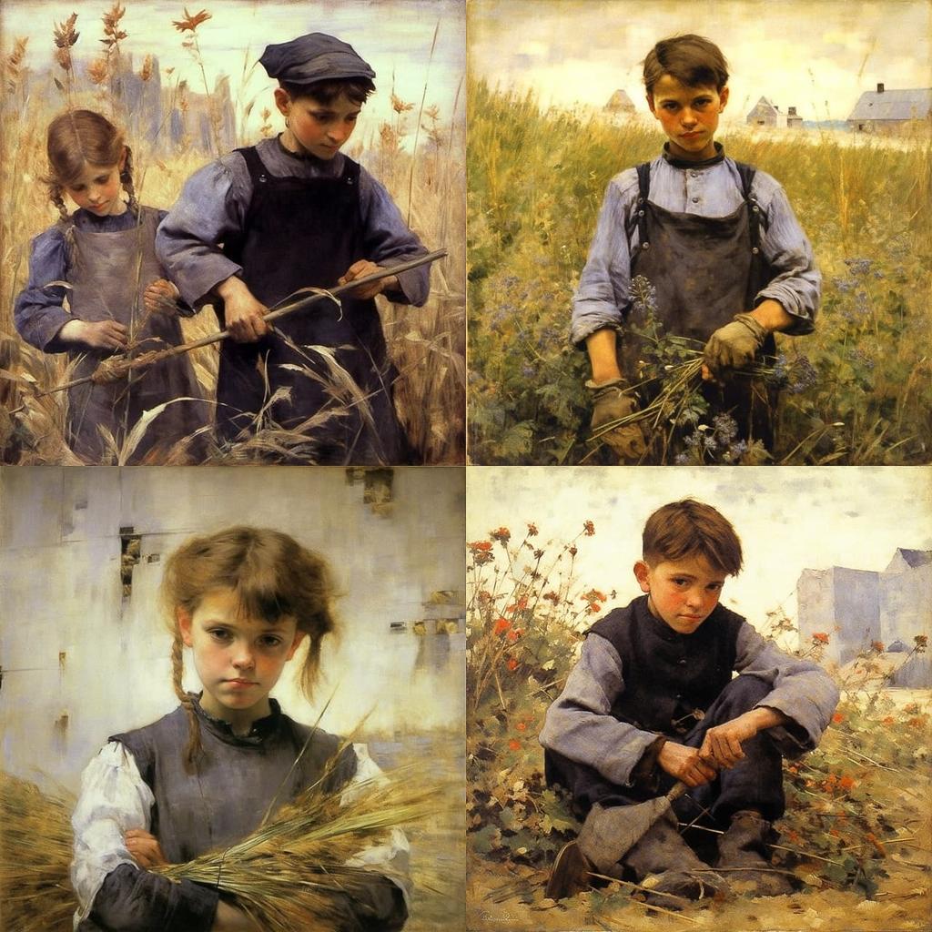 Jules Bastien-Lepage style, Midjourney V5.1, render 1 of 4