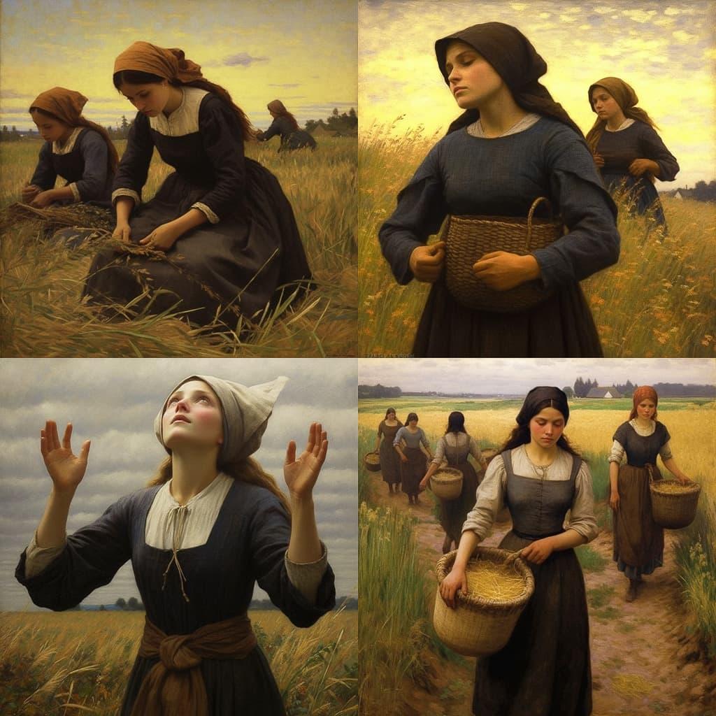 Jules Breton style, Midjourney V5.1, render 1 of 4