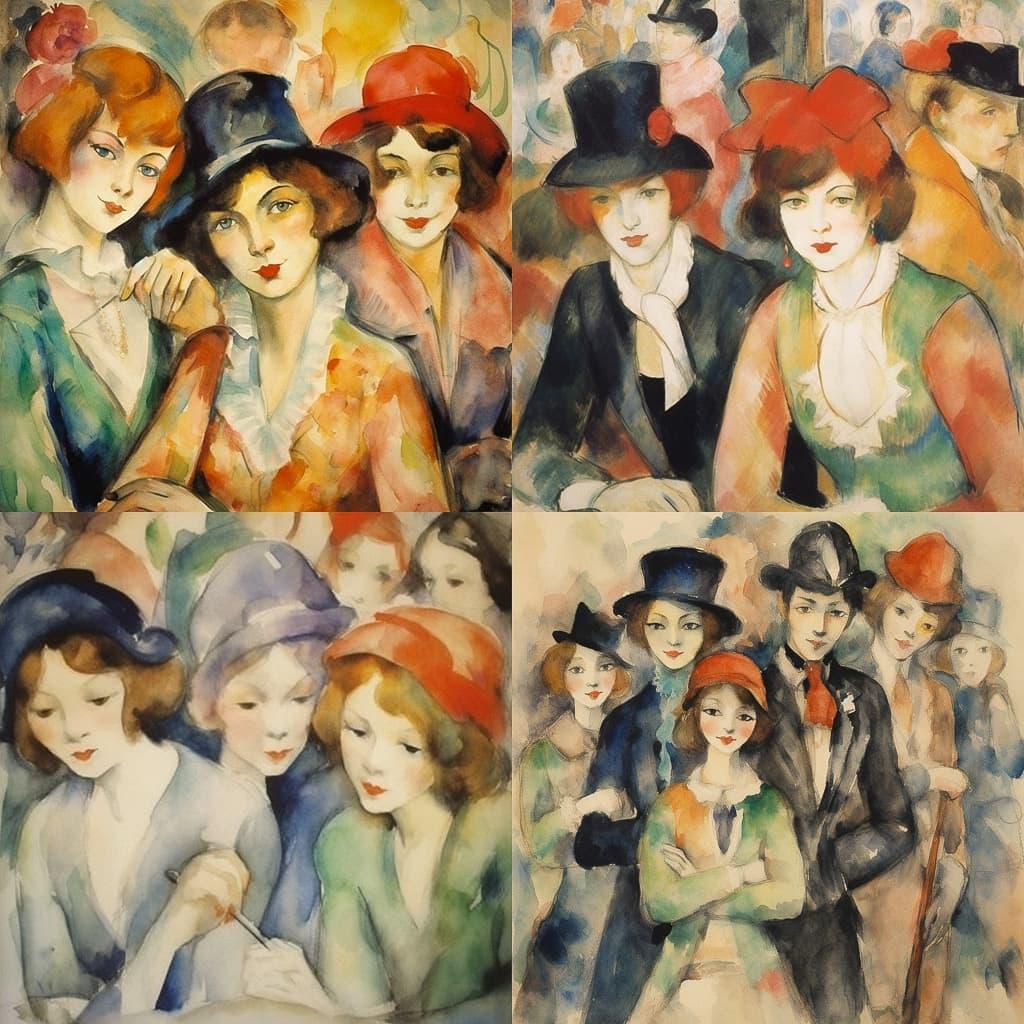 Jules Pascin style, Midjourney V5.1, render 1 of 4