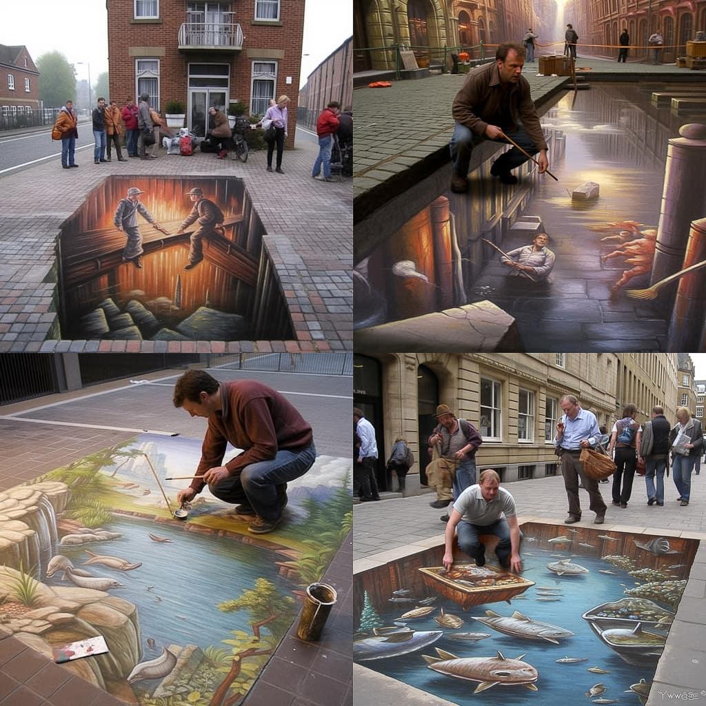 Julian Beever style, Midjourney V5.1, render 1 of 4