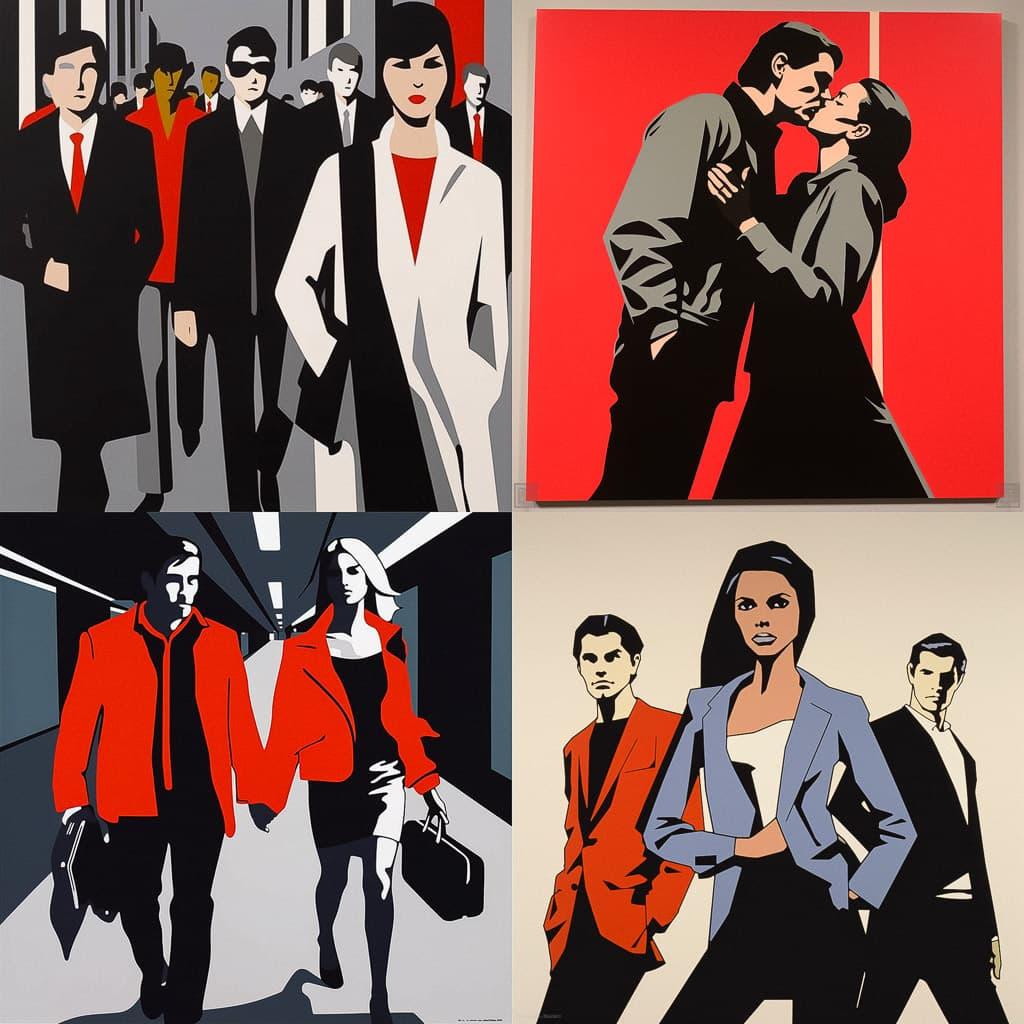 Julian Opie style, Midjourney V5.1, render 1 of 4