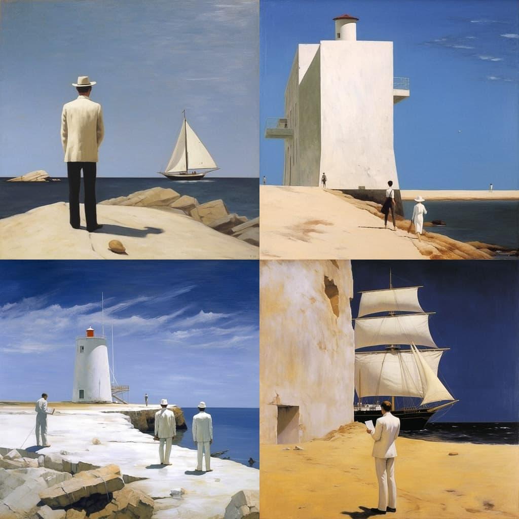 Julio Larraz style, Midjourney V5.1, render 1 of 4
