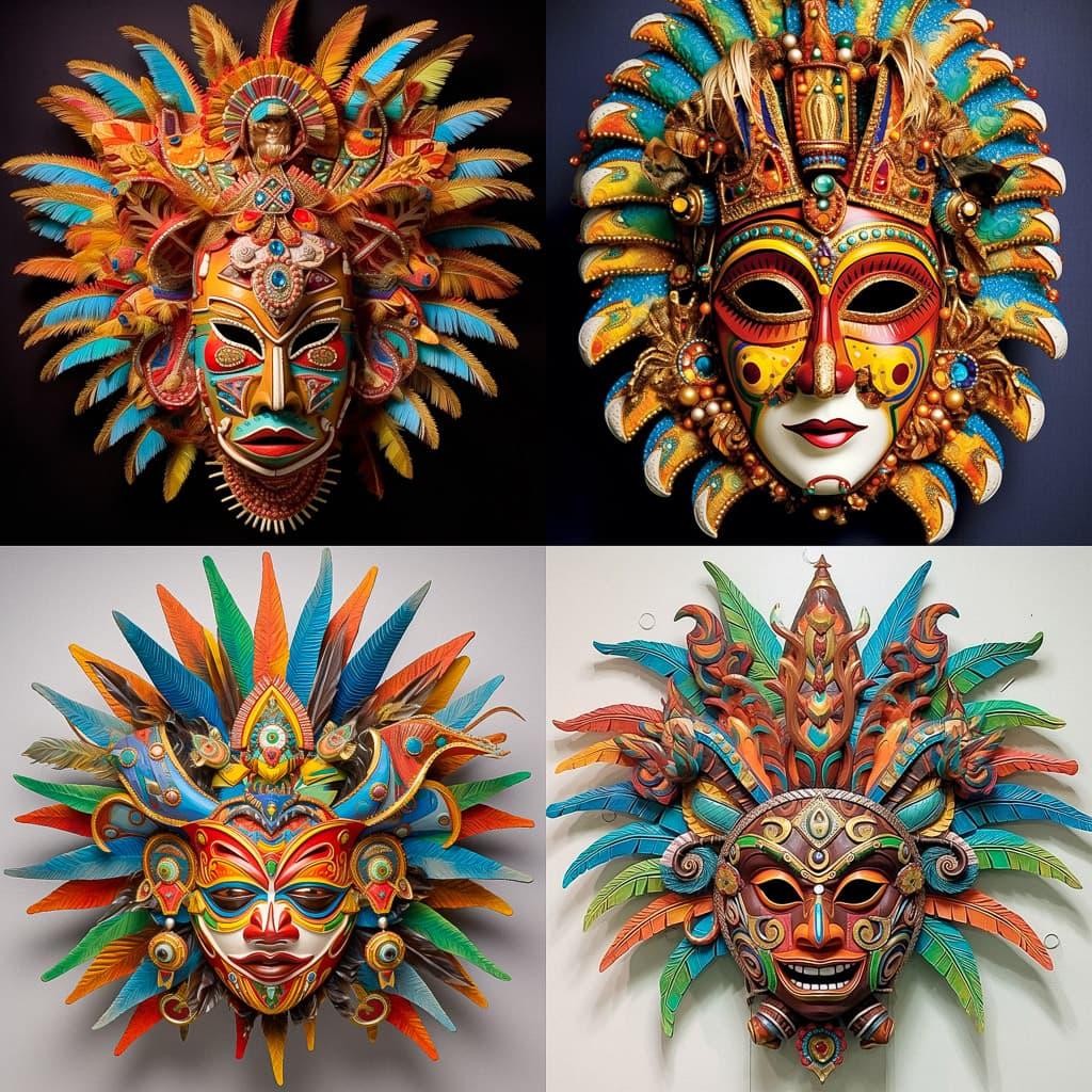 Junkanoo mask style, Midjourney V5.1, render 1 of 4
