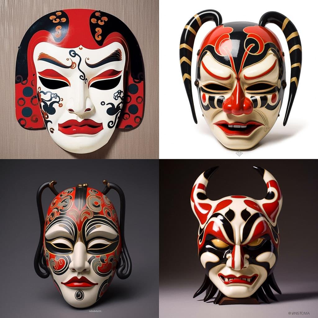 Kabuki mask style, Midjourney V5.1, render 1 of 4