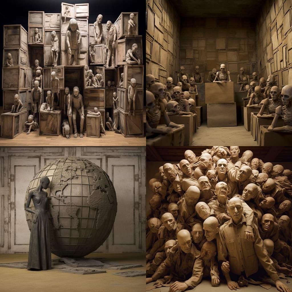 Kader Attia style, Midjourney V5.1, render 1 of 4