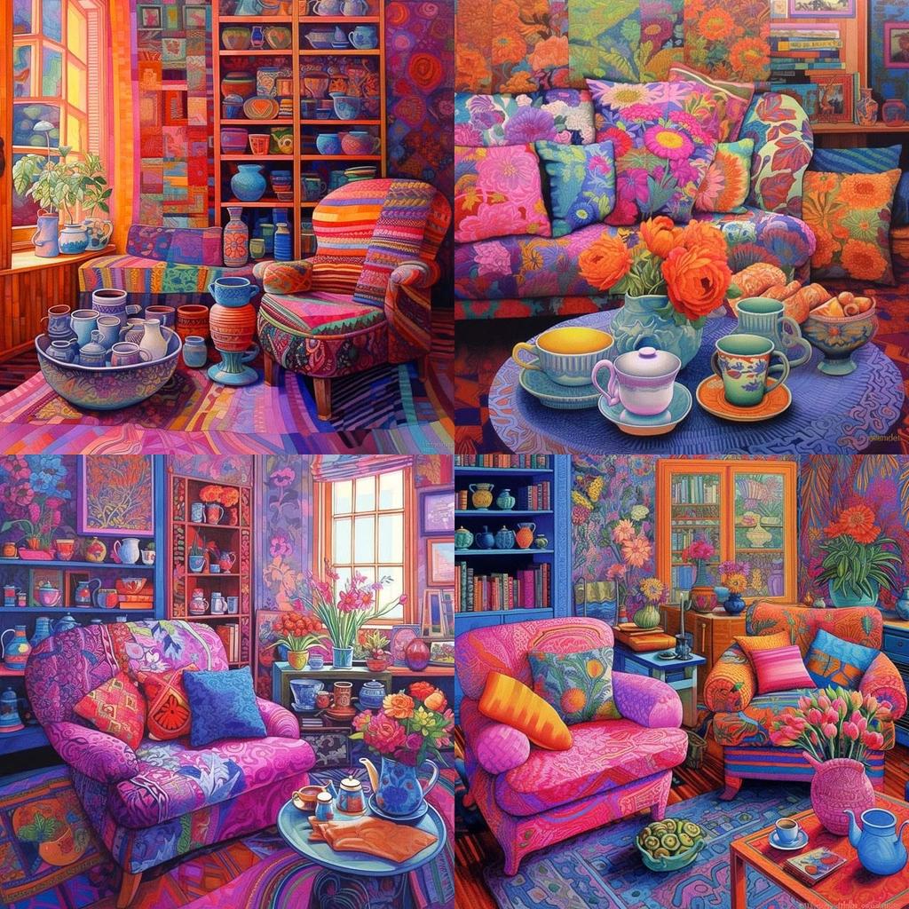Kaffe Fassett style, Midjourney V5.1, render 1 of 4