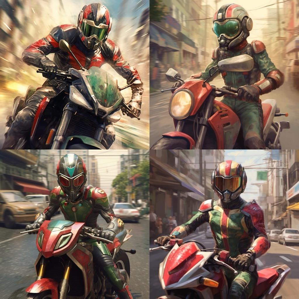 Kamen Rider style, Midjourney V5.1, render 1 of 4