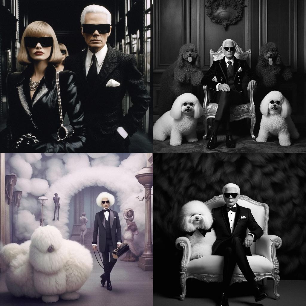 Karl Lagerfeld style, Midjourney V5.1, render 1 of 4