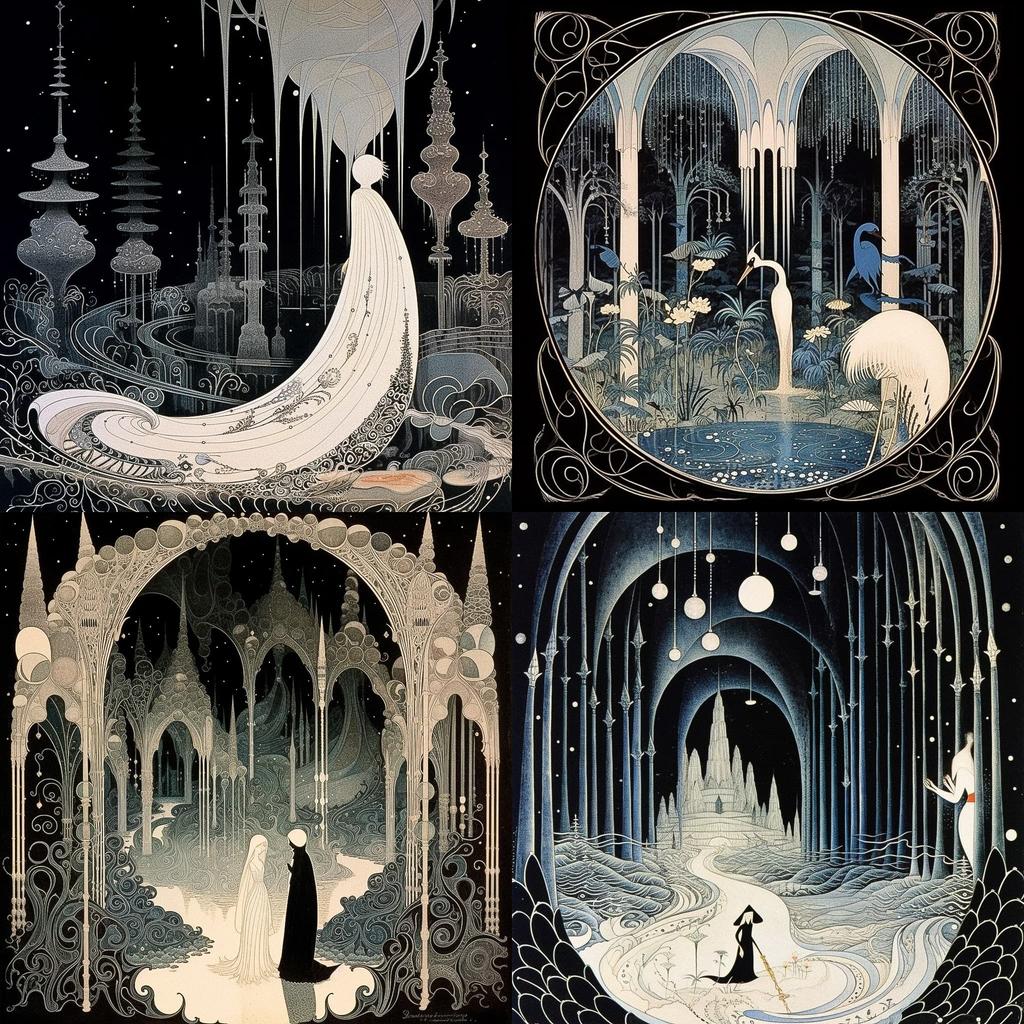 Kay Nielsen style, Midjourney V5.1, render 1 of 4