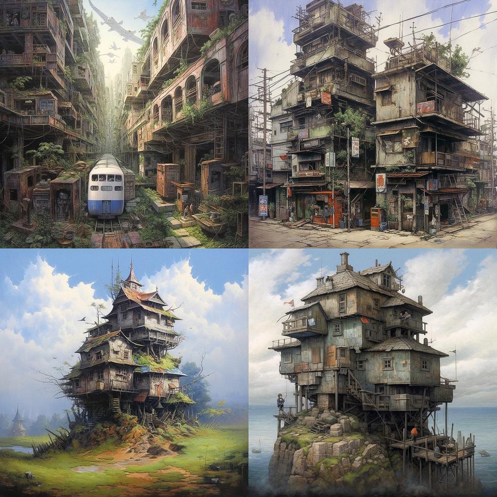 Kazuo Oga style, Midjourney V5.1, render 1 of 4