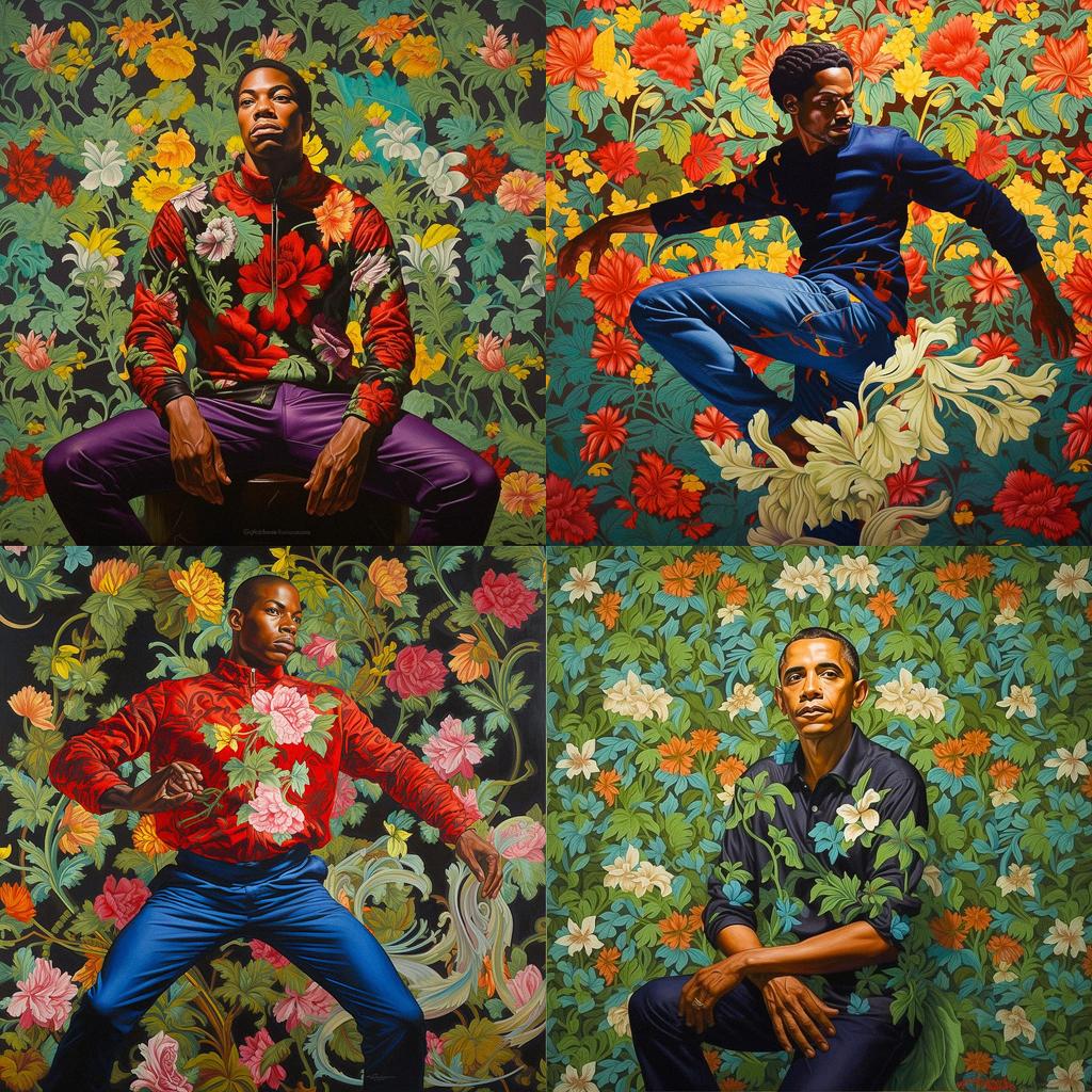 Kehinde Wiley style, Midjourney V5.1, render 1 of 4