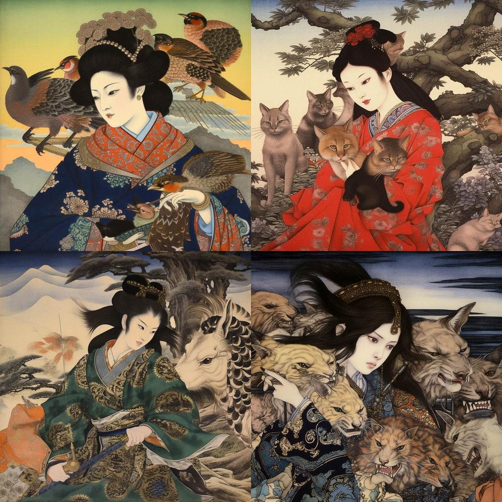 Keisai Eisen style, Midjourney V5.1, render 1 of 4