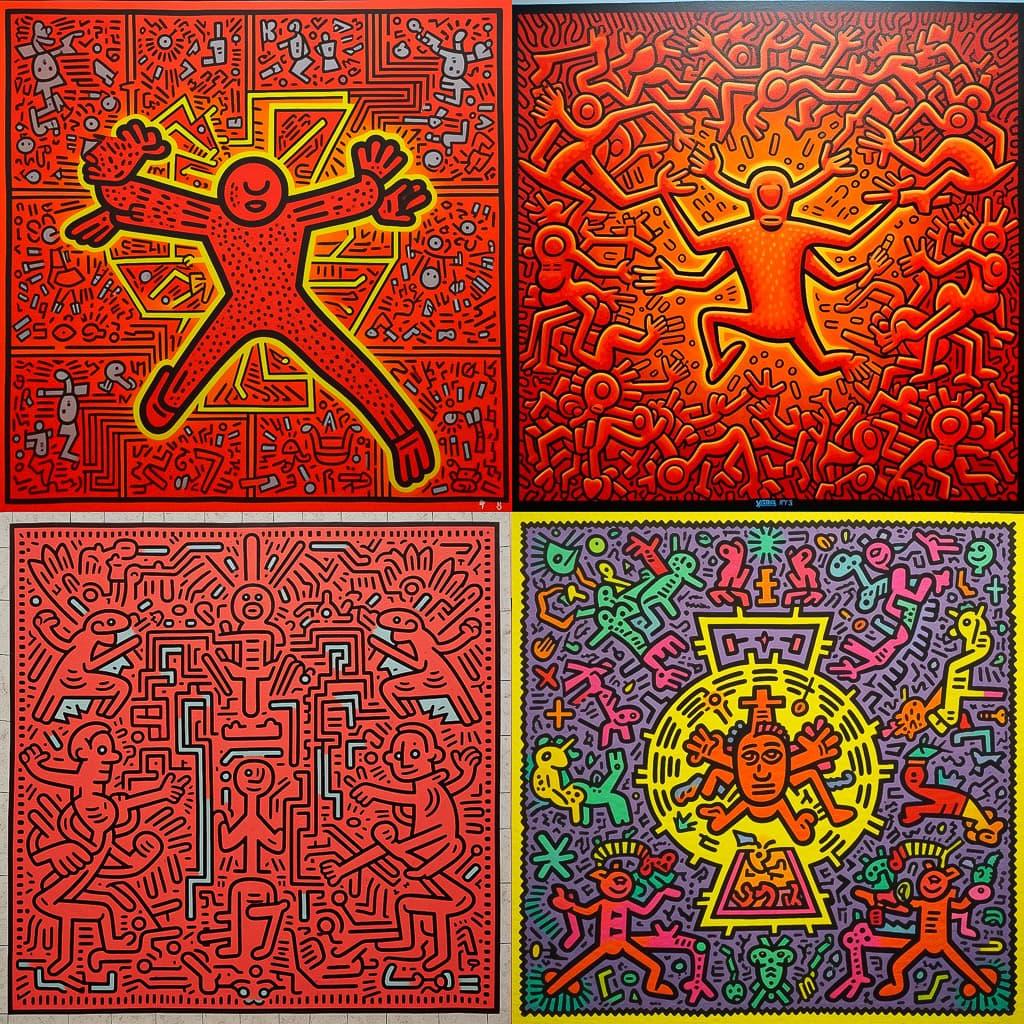Keith Haring style, Midjourney V5.1, render 1 of 4