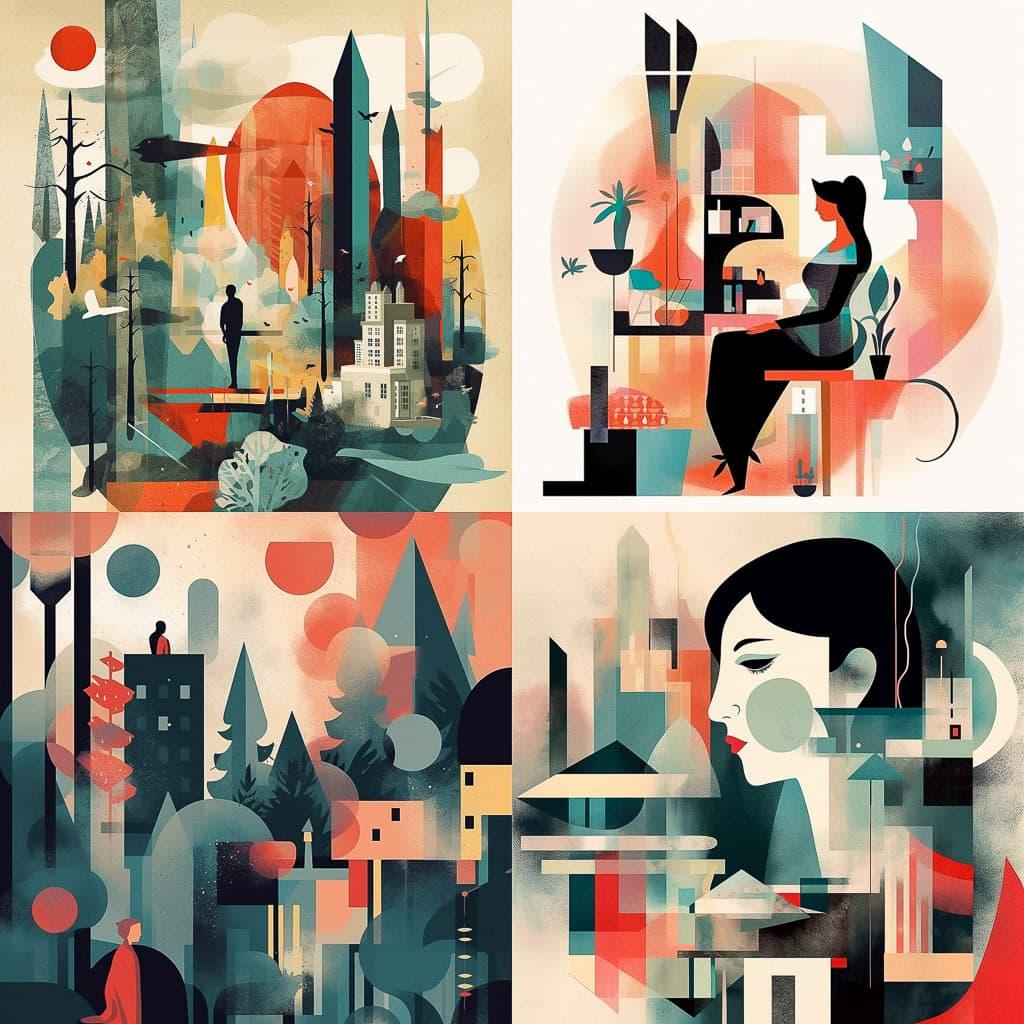 Keith Negley style, Midjourney V5.1, render 1 of 4