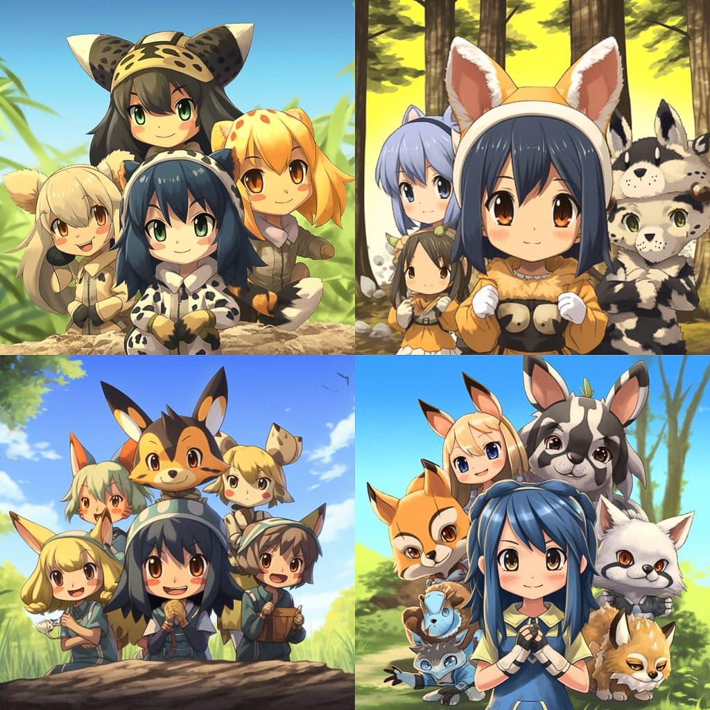 Kemono Friends style, Midjourney V5.1, render 1 of 4