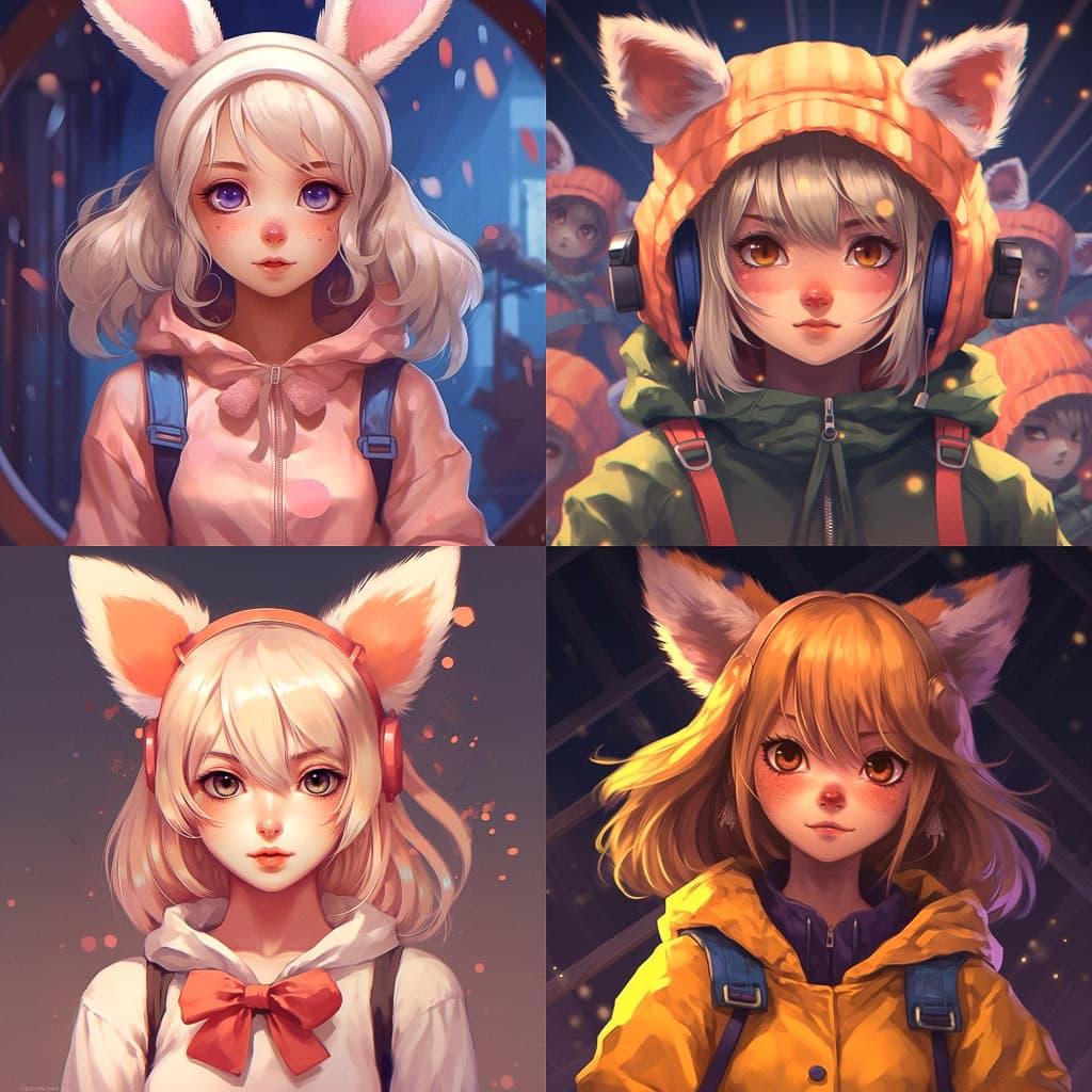 Kemonomimi anime style style, Midjourney V5.1, render 1 of 4