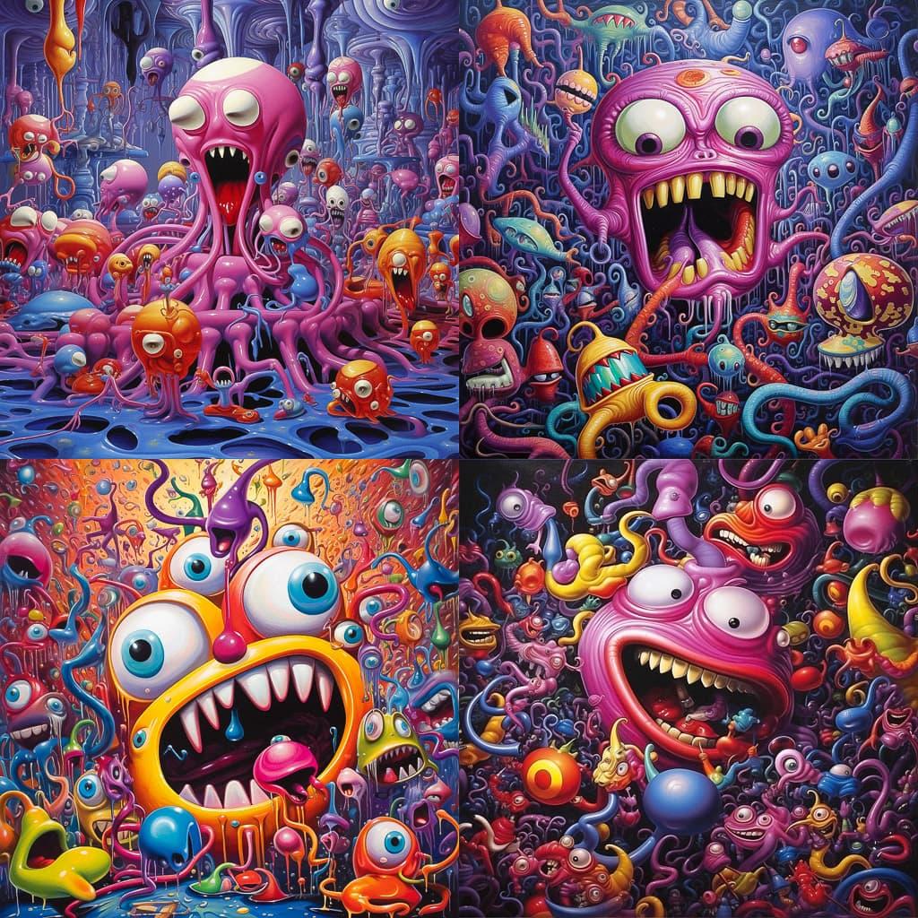 Kenny Scharf style, Midjourney V5.1, render 1 of 4